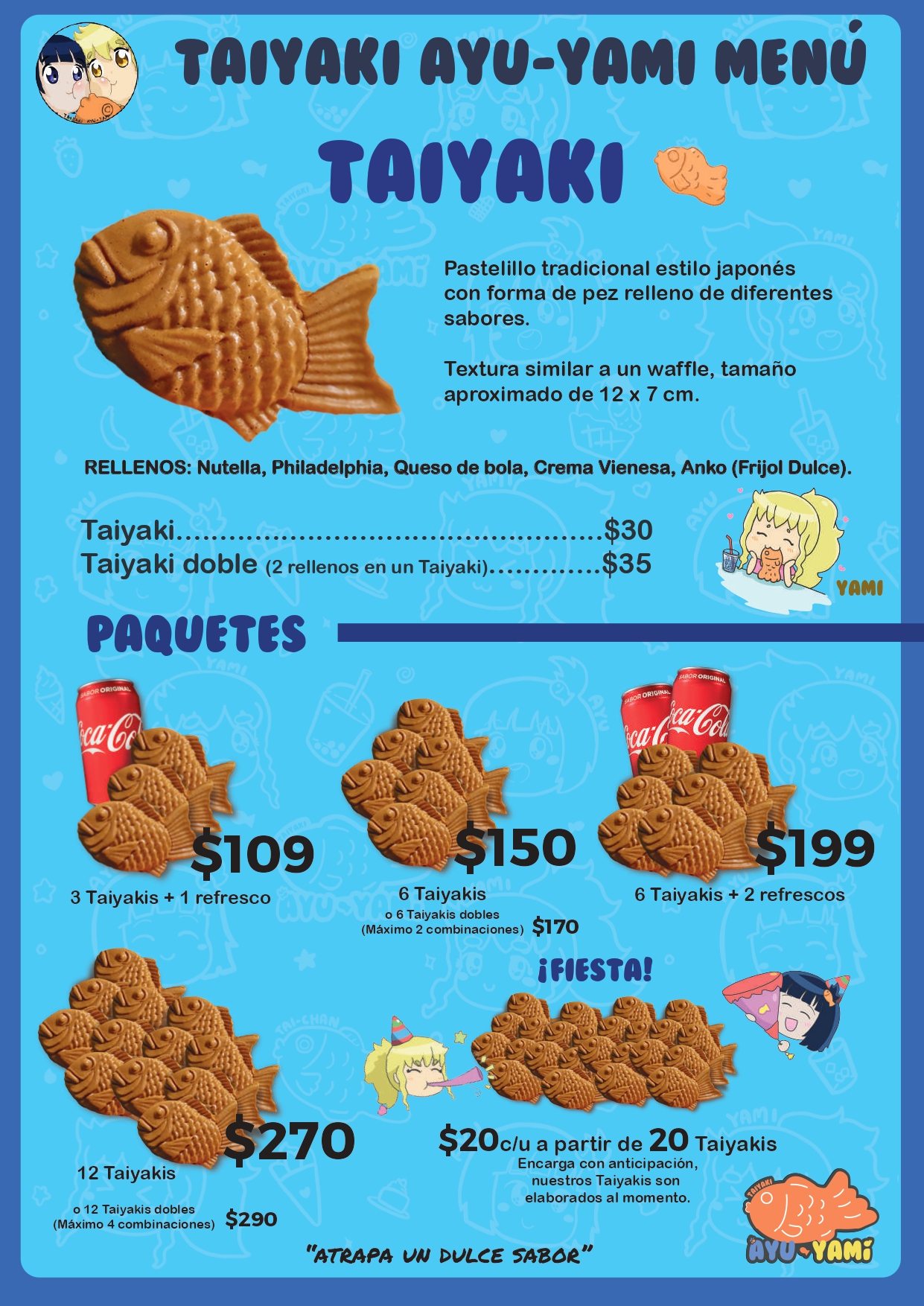 Menú taiyaki
