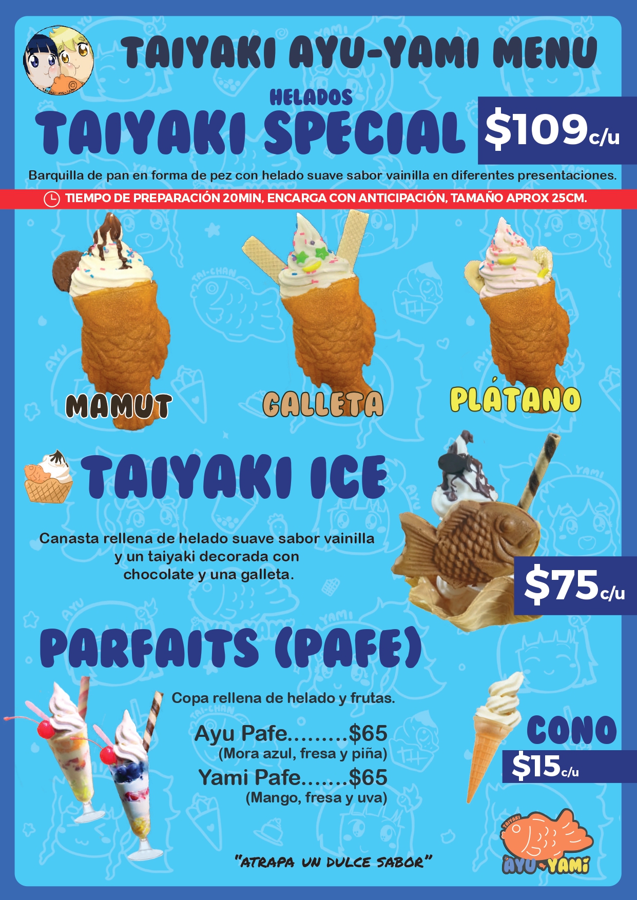 Menú helados